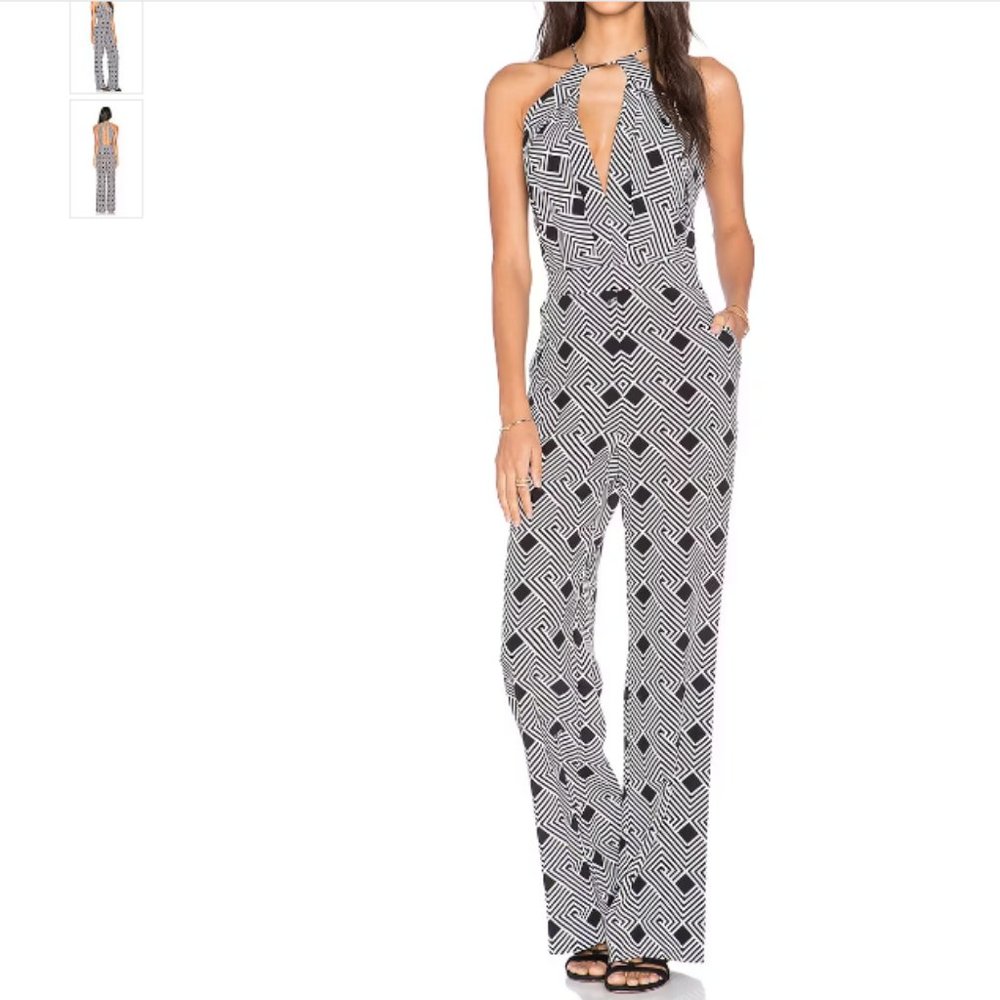 Diane Von Furstenberg 'Ireland' Jumpsuit - Black & White, Size 12